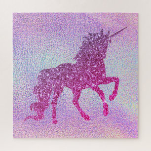 Trendy abstract glitteer unicorn jigsaw puzzle
