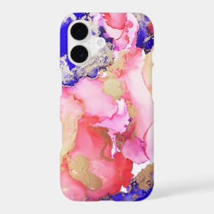 Trendy Abstract Liquid Swirls Purple Pink Gold