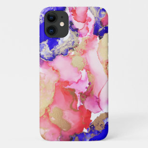Trendy Abstract Liquid Swirls Purple Pink Gold Case-Mate iPhone Case