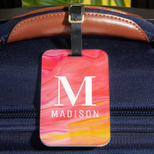 Trendy Abstract Monogram Name Travel Gift Luggage Tag