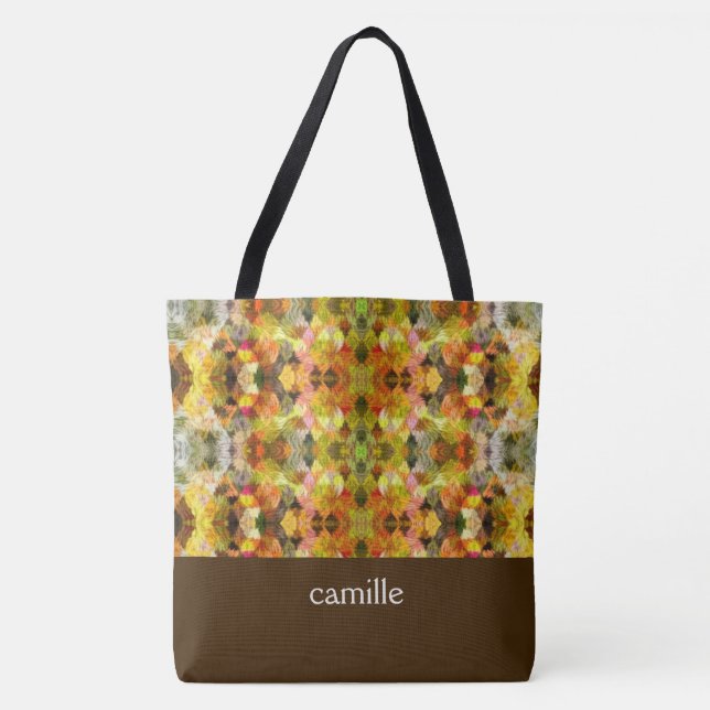 Trendy Abstract Monogrammed Tote Bag (Front)