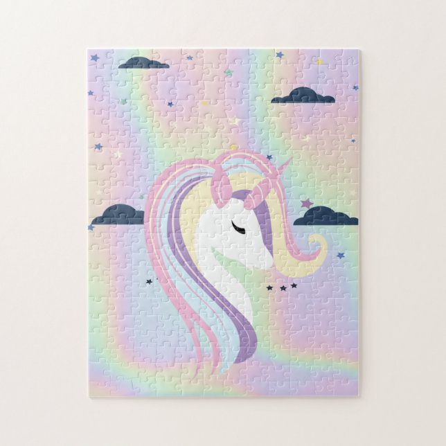 Trendy Abstract Ombre Unicorn Stars Jigsaw Puzzle (Vertical)