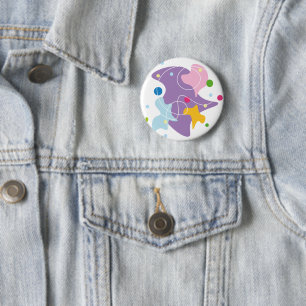 Trendy abstract pattern in purple and blue colours 6 cm round badge