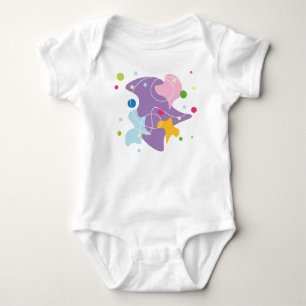 Trendy abstract pattern in purple and blue colours baby bodysuit