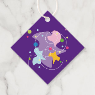 Trendy abstract pattern in purple and blue colours favour tags