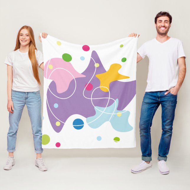 Trendy abstract pattern in purple and blue colours fleece blanket (In Situ)