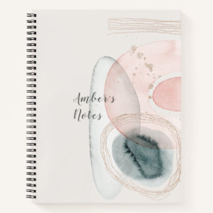 Trendy Abstract Pink Gold Shapes Personalised Note Notebook