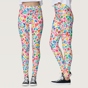 Trendy Abstract Rainbow Polka Dots Watercolor Leggings