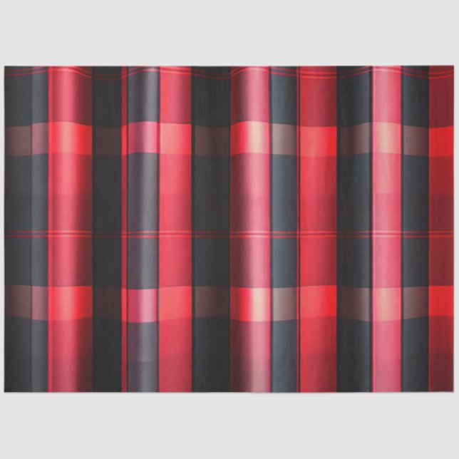 Trendy Abstract Red Black Plaid Collection Tissue Paper (Front)