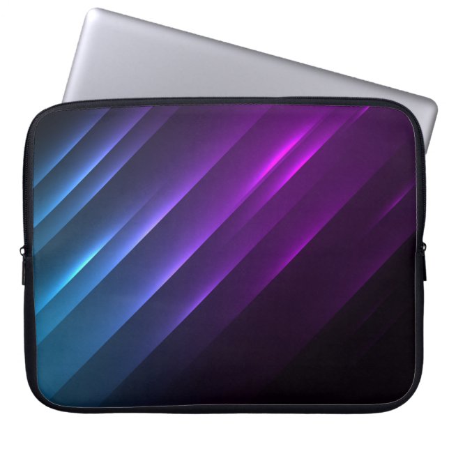 Trendy Abstract Shiny Neon Lights Laptop Sleeve (Front)