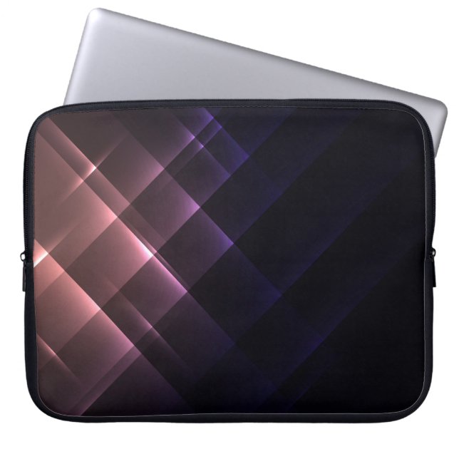 Trendy Abstract Shiny Neon Lights Laptop Sleeve (Front)