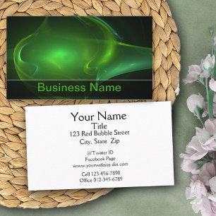 Trendy Abstract Techno Green Bubble Streak Business Card