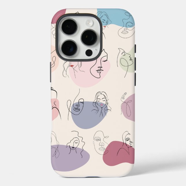 Trendy Abstract Woman Line Art iPhone Case (Back)