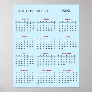 Trendy add your own custom text 2025 Calendar      Poster
