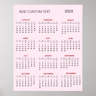 Trendy add your own custom text 2025 Calendar      Poster