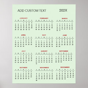 Trendy add your own custom text 2025 Calendar      Poster