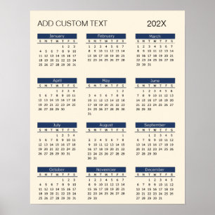 Trendy add your own custom text 2026 Calendar Poster