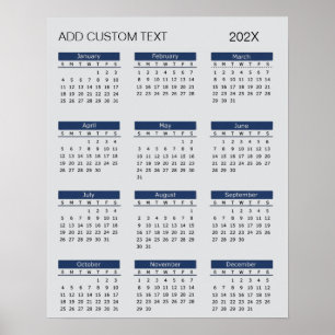 Trendy add your own custom text 2026 Calendar      Poster