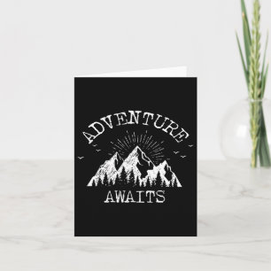 Trendy Adventure Awaits Travel Camping Vintage Card