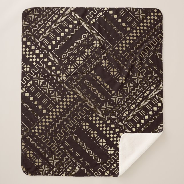 Trendy African Mud Cloth Sherpa Blanket (Front)