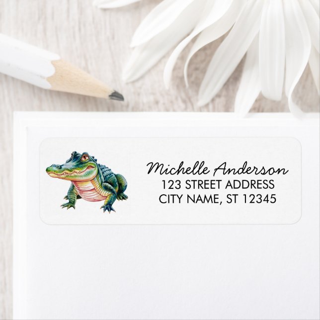 Trendy Alligator-Crocodile Animal Return Address   (Insitu)