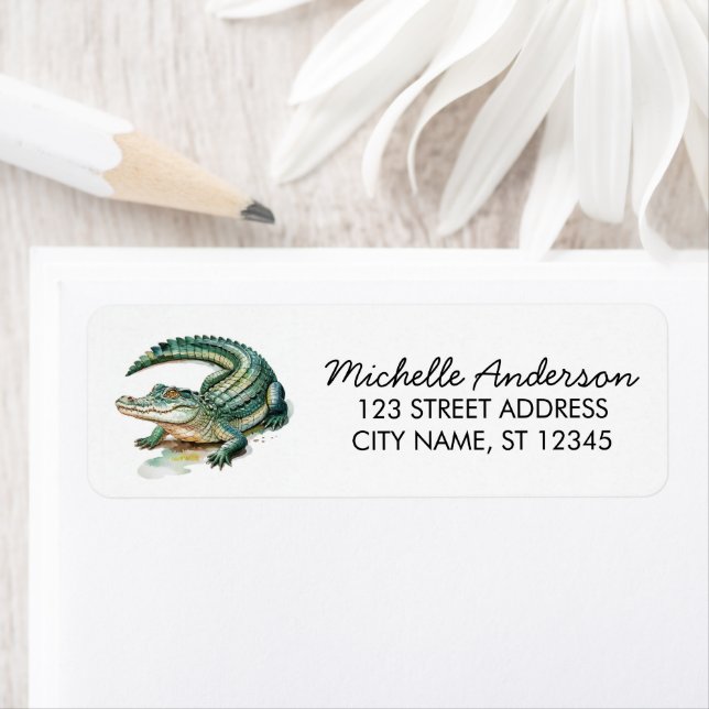 Trendy Alligator-Crocodile Animal Return Address   (Insitu)