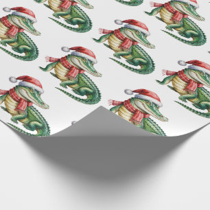Trendy Alligators-Crocodiles Christmas Pattern  Wrapping Paper