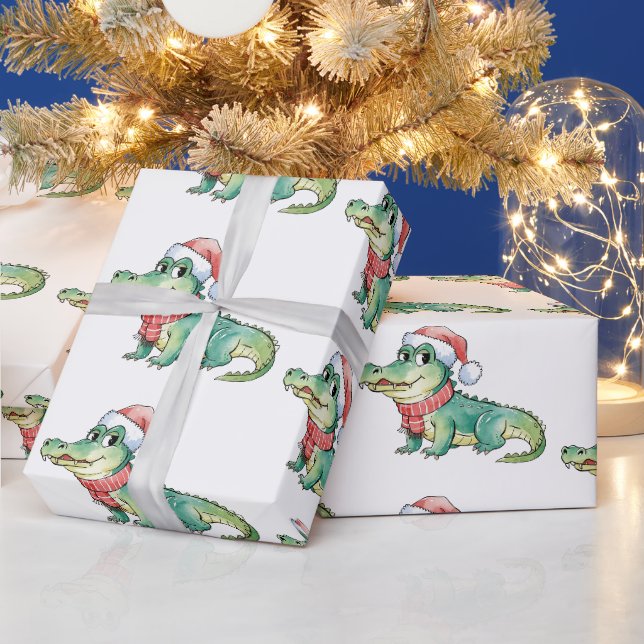 Trendy Alligators-Crocodiles Christmas Pattern  Wrapping Paper (Holidays)