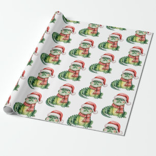 Trendy Alligators-Crocodiles Christmas Pattern  Wrapping Paper