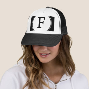 Trendy Alphabet F Mesh-Cap Monogram Mesh Outfit Trucker Hat