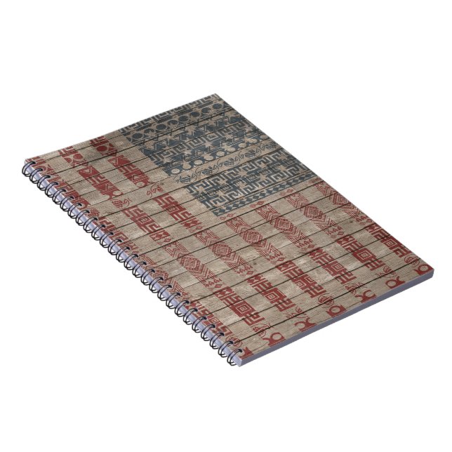 Trendy America flag Aztec Tribal Pattern Notebook (Right Side)
