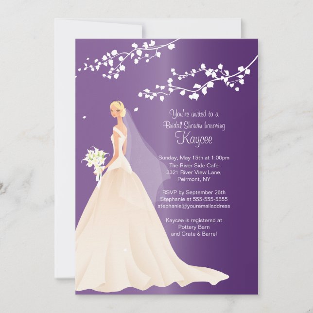 Trendy Amethyst BLONDE Bride Bridal Shower Invite (Front)