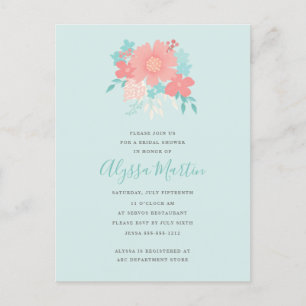 Trendy and beautiful floral design invitation postcard