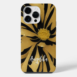 Trendy and Chic Floral Black and Gold Name iPhone 14 Pro Max Case