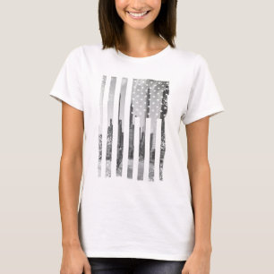 Trendy and Cool Distressed Cityscape American flag T-Shirt