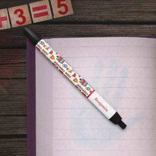 Trendy and Cute Red Fire Engine & Fire Fighters Black Ink Pen