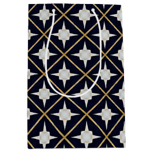 Trendy and Elegant Black Gold and White Luxury  Medium Gift Bag