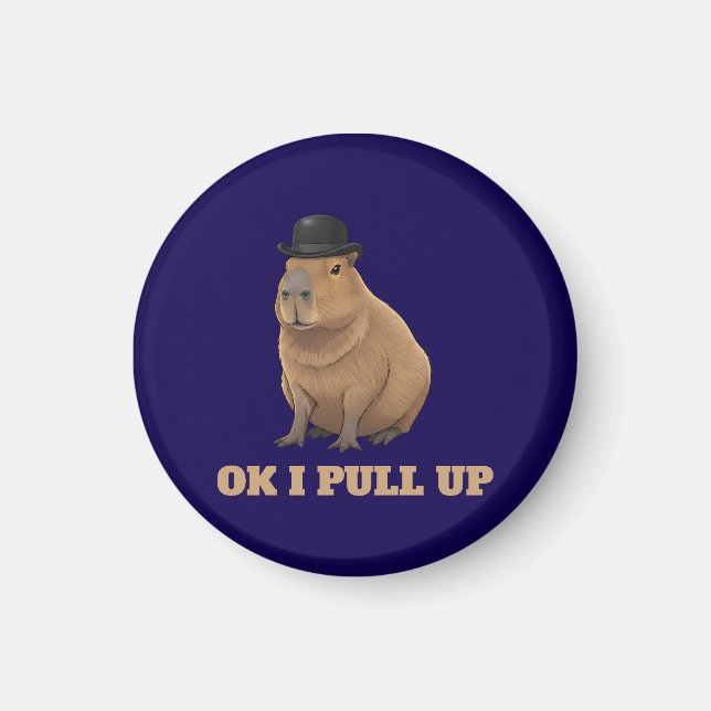 Trendy and funny Capybara meme design Magnet (Front)