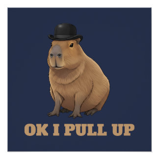 Trendy and funny Capybara meme design Poster