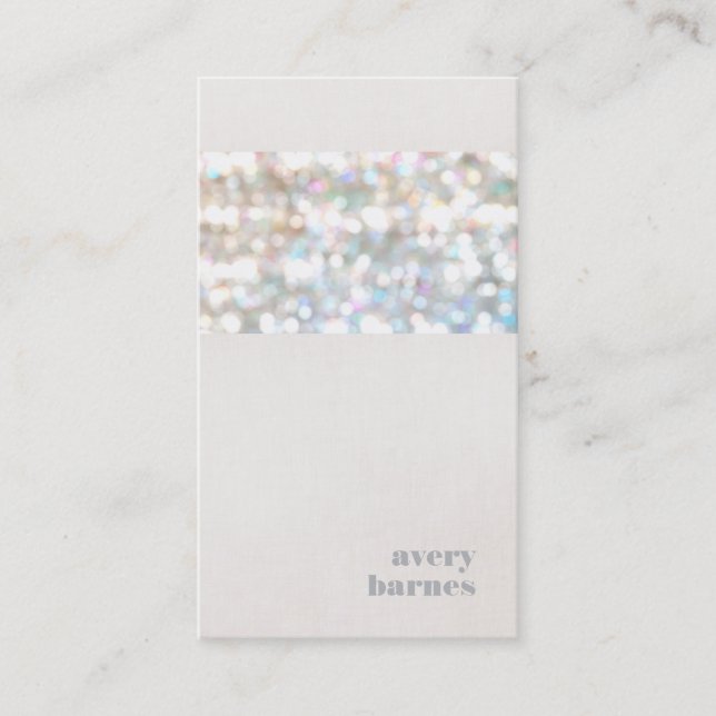 Trendy and Stylish Faux Linen Bokeh Glitter Business Card (Front)