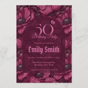Trendy Anemones Inspired Birthday Invitation