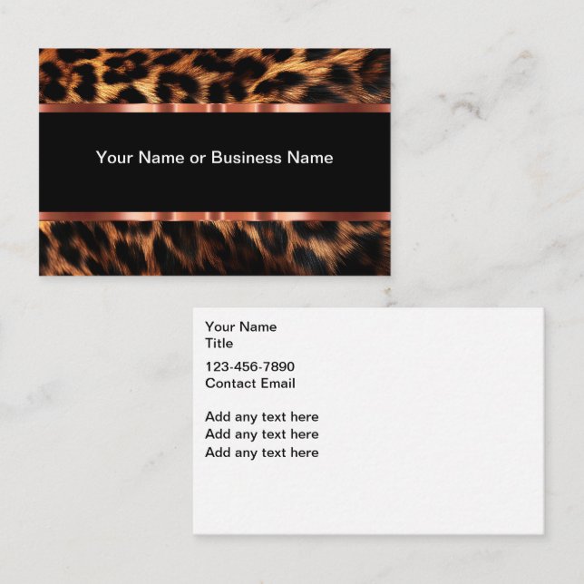 Trendy Animal Pattern Golden Design Elements Business Card (Front/Back)