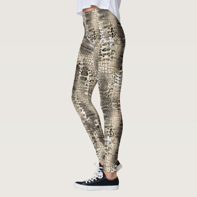Trendy Animal Print Snakeskin Pattern Leggings (Left)