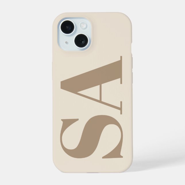 trendy Antique White with Monogram Case-Mate iPhone 15 Case (Back)