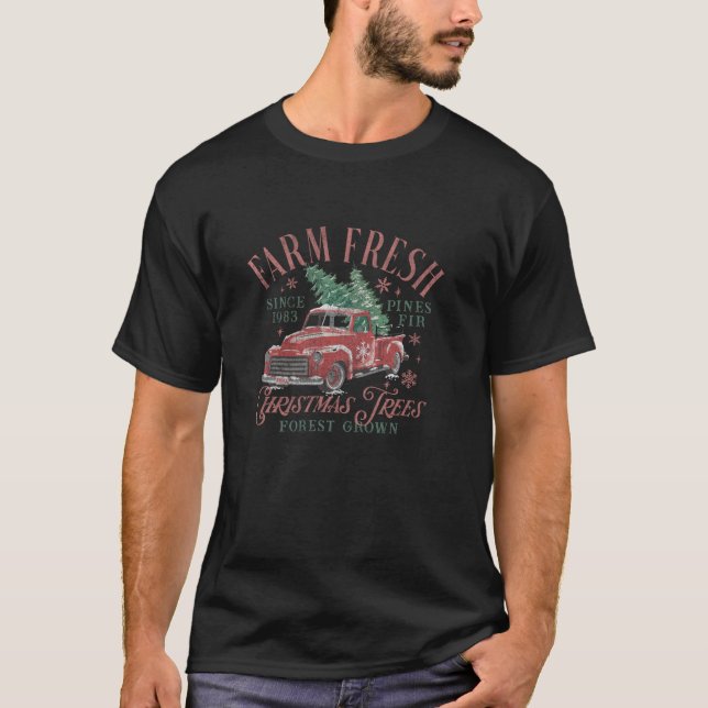 Trendy Apparel Christmas Trees Since 1983 Distress T-Shirt (Front)