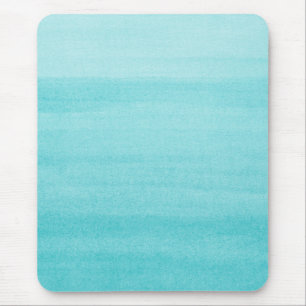 Trendy Aqua Blue Ombre Watercolor Pattern Mouse Pad