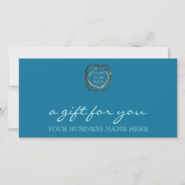 Trendy Aqua Business Logo Gift Certificate     (Front)