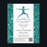 Trendy Aqua Glitter Effect Yoga Class Advertising Flyer<br><div class="desc">Trendy Aqua Glitter Effect Yoga Class Advertising Flyers By The Business Card Store.</div>
