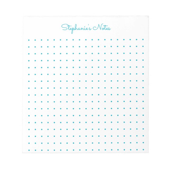 Trendy Aqua Personalised Dot Grid Notepad (Front)