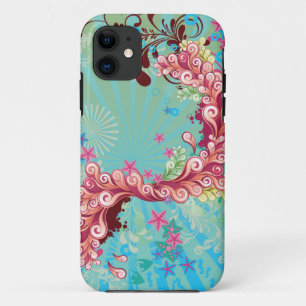 Trendy aqua pink ocean swirls iphone 5 case